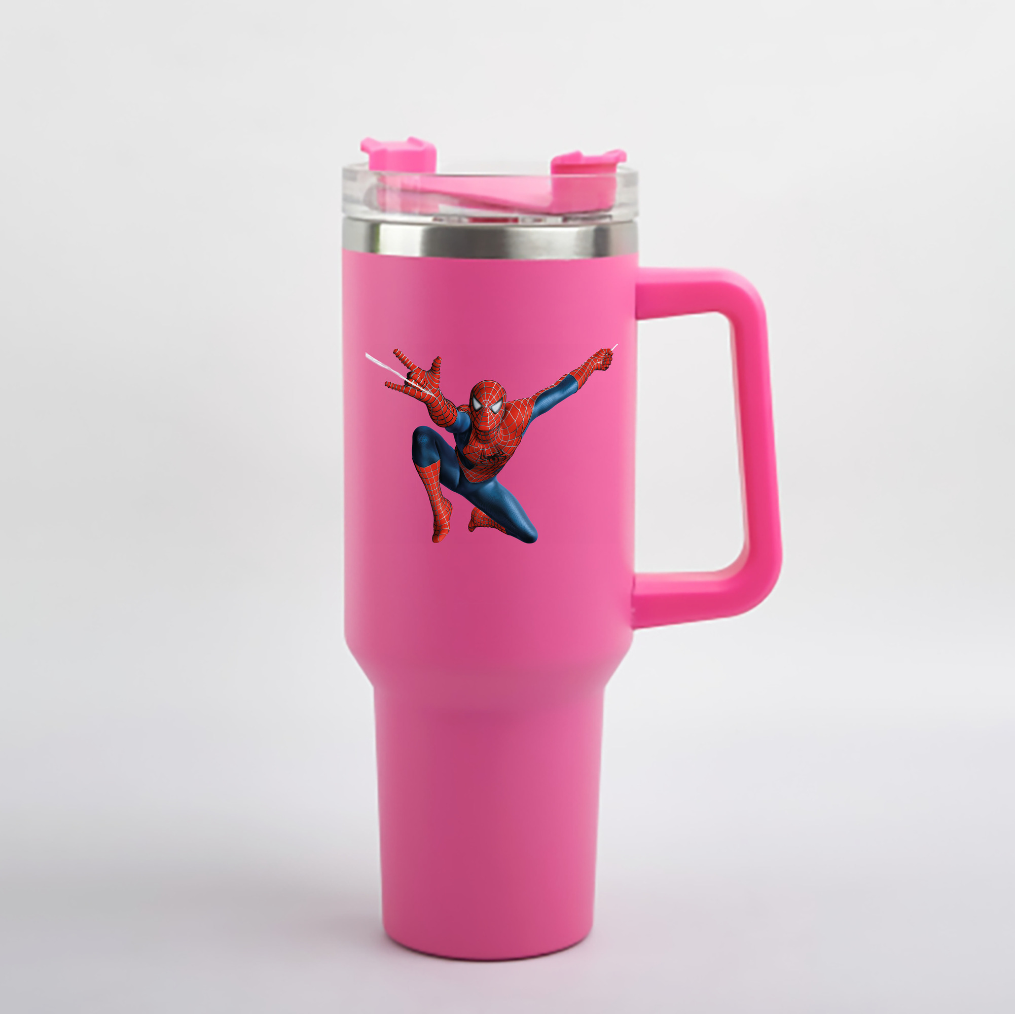 （画像用） Spider Man スパイダーマン 1200mL車用タンブラー - クリスタルステッカー（プラスチックストロー付き）